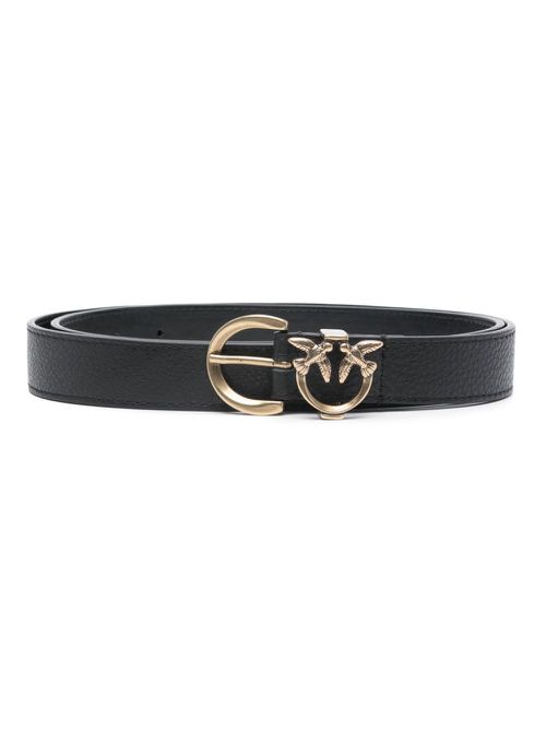 Love Birds-buckle leather belt - Black