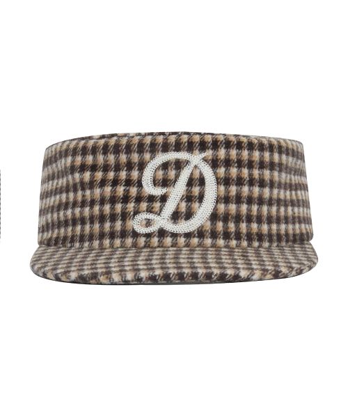 PILLBOX CAP CHECK BROWN