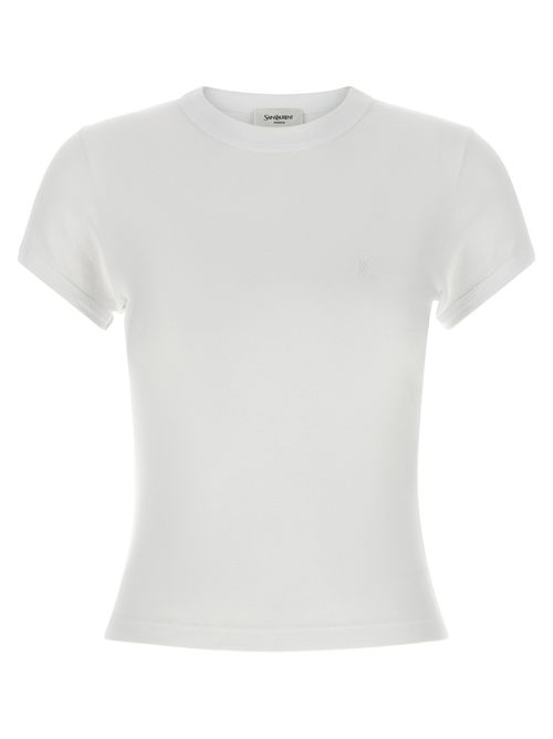 Tone-on-Tone Cassandre Embroidered T-Shirt — White