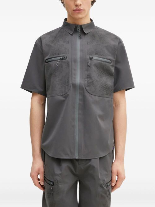 Zip-up perforated shirt - Grey