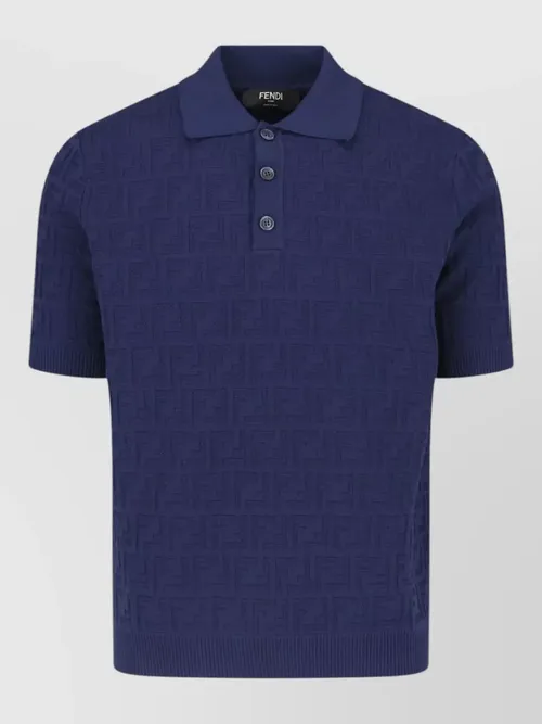 Fendi - polo shirt ribbed collar short sleeves textured