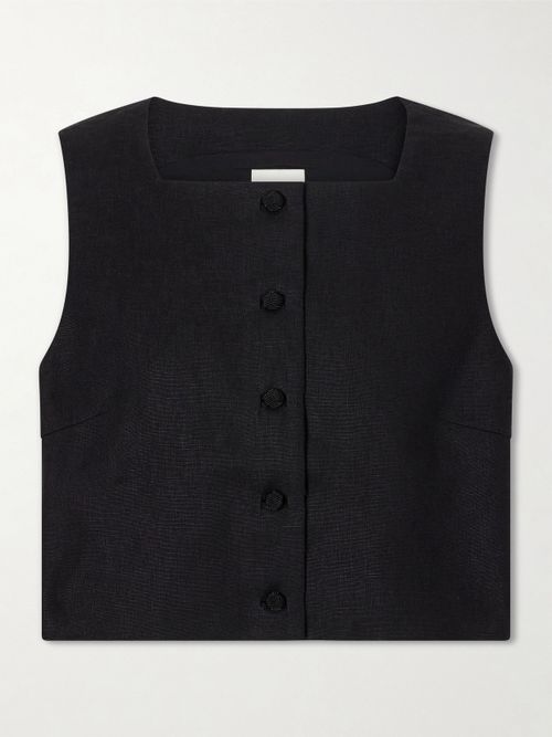 Rio Linen Tank Top - Black