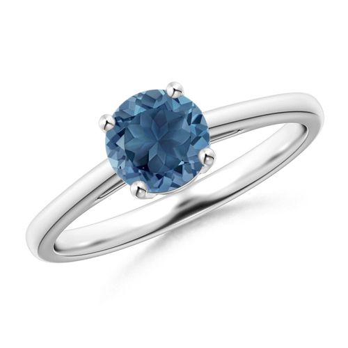 Angara 0.95 Carat Classic Prong-Set Round London Blue Topaz Solitaire Ring in Platinum