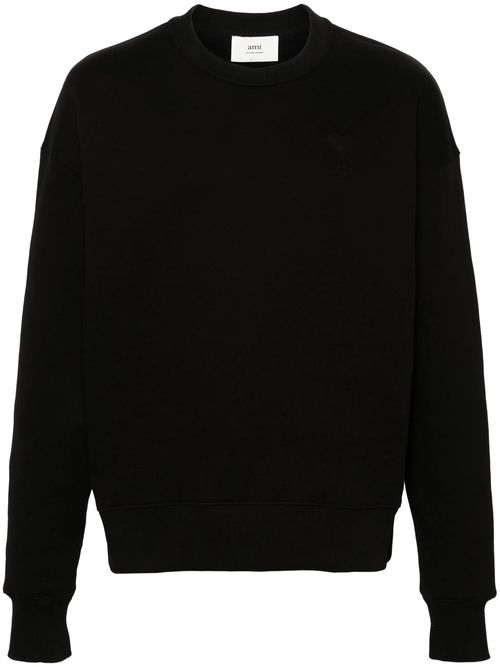 AMI Paris Ami De Coeur Embossed Logo Sweatshirt in Black - Black