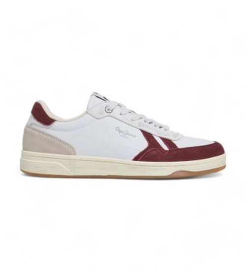 Pepe Jeans for man. PMS00026 Kore Heritage leather shoes white (45), Flat, Suede, Laces, Casual