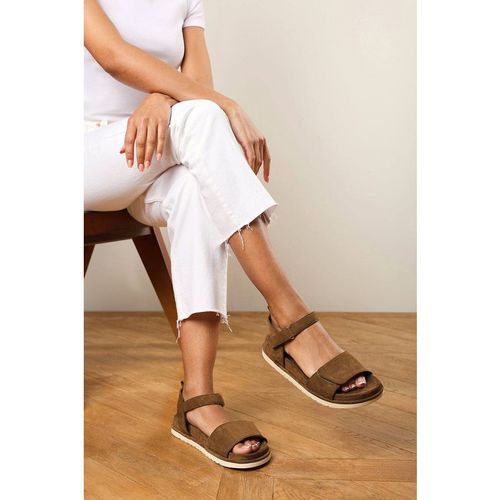 Where's That From Women's 'Brivya' Double Strap Sandals with Velcro Closure in Khaki