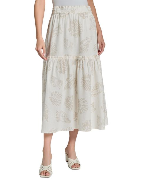 Petite Pull-On Tiered Midi Skirt - Jones White