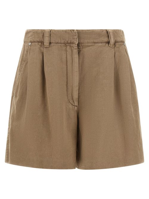 Garment-Dyed Cotton and Linen Shorts — Beige