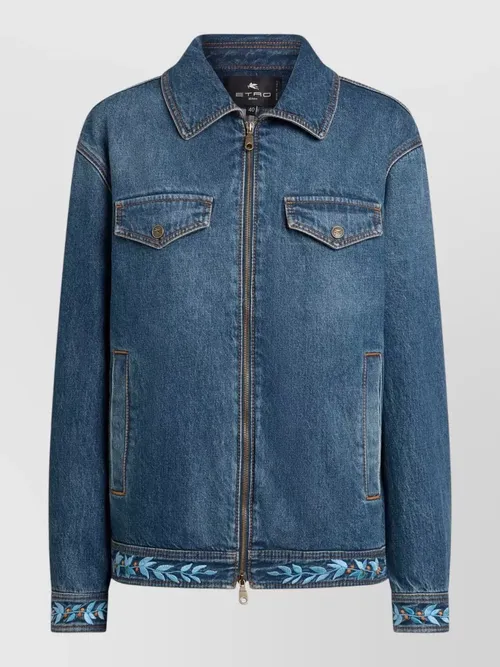 Etro - relaxed fit denim jacket pointed collar