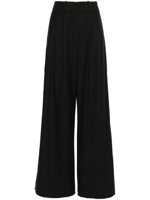 Side vented wide-leg trousers - Black