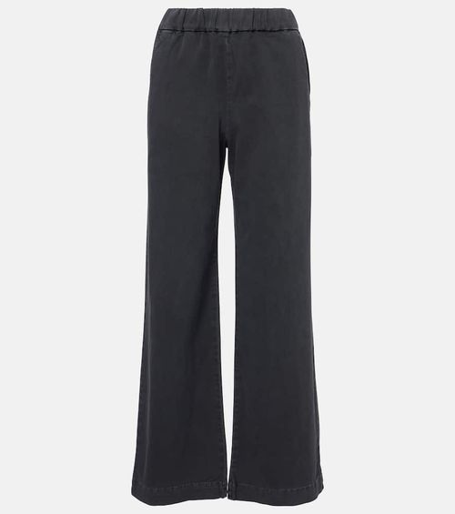 Velvet Mid-rise cotton canvas wide-leg pants
