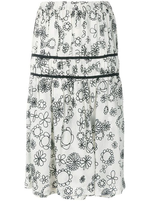 Floral gathered skirt - White