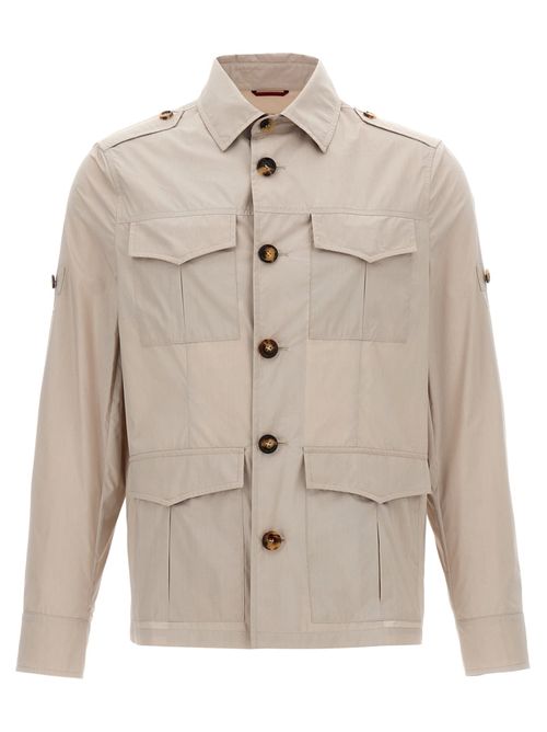 Water-Repellent Cotton Canvas Jacket — Beige