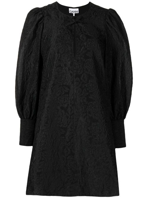 Jacquard organza mini-dress - Black