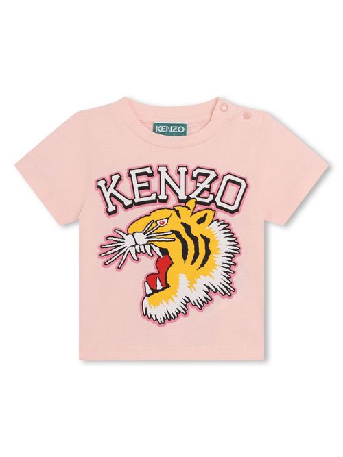 Tiger Head-print cotton T-shirt - Pink