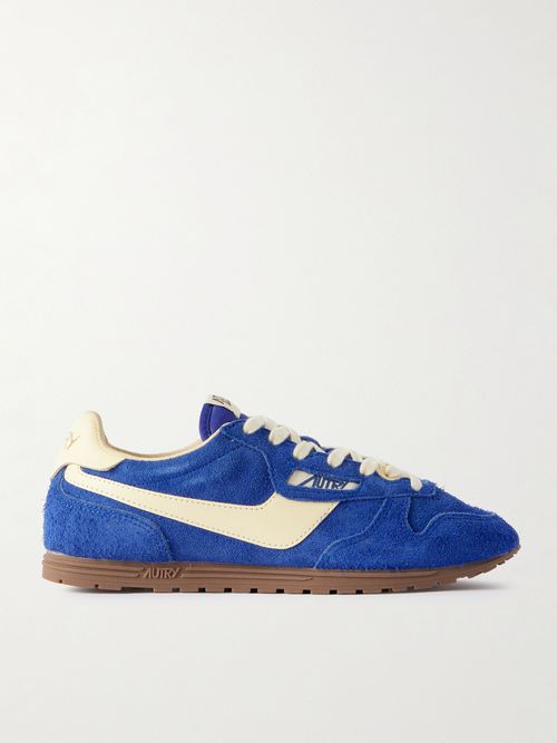 Windspin Leather-trimmed Brushed Suede Sneakers - Blue