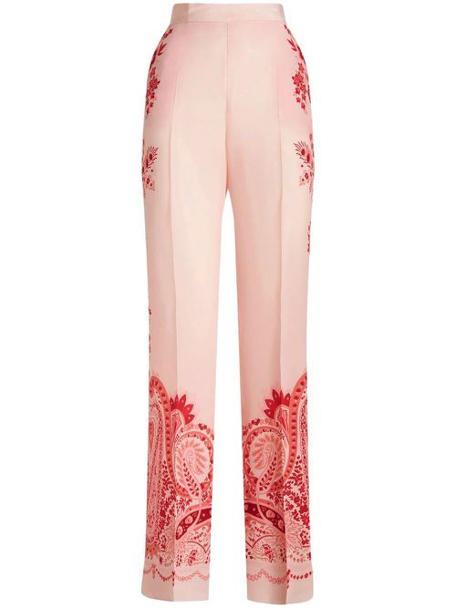 Paisley-print silk trousers - Orange