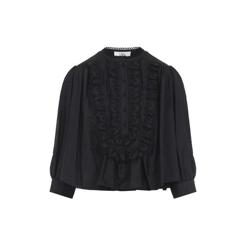 Lace-Ruffled Blouse — Black