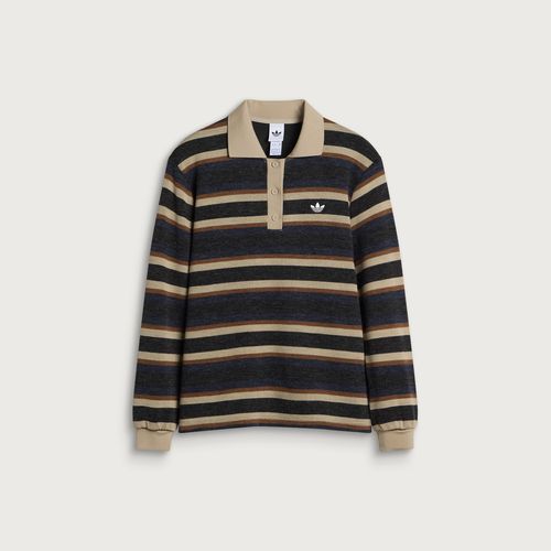Women's Striped Polo Knit Jumper Black