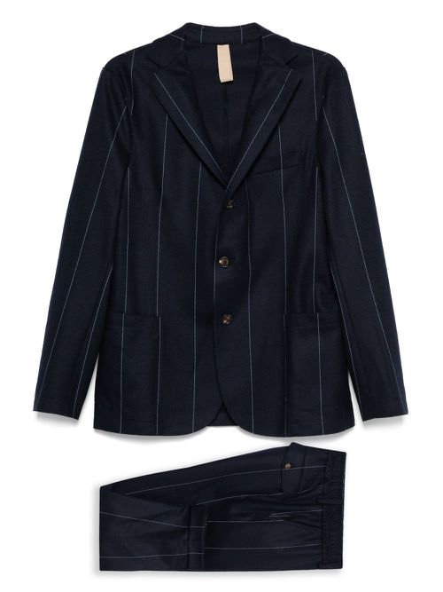 Striped single-breasted blazer - Blue