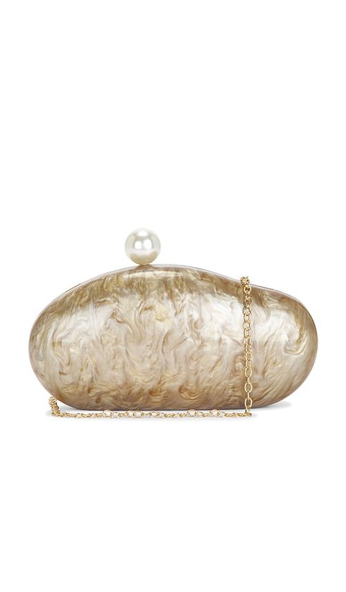 8 Other Reasons Marbled Acrylic Clutch Bag in Metallic Gold