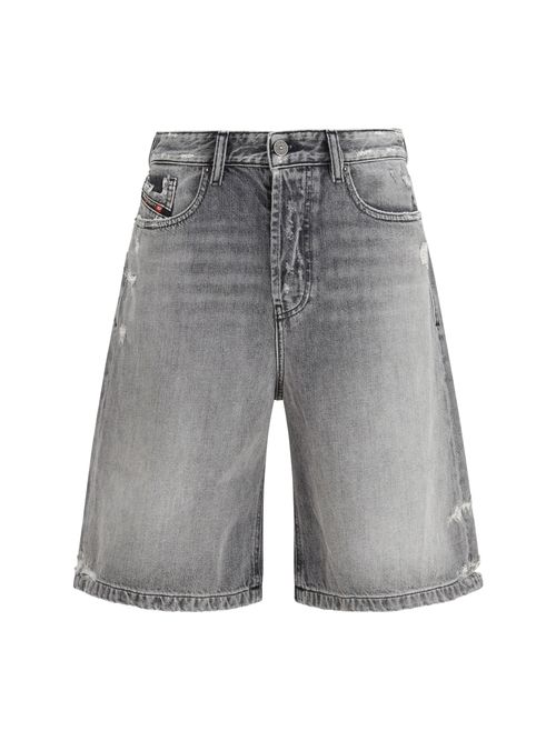 Distressed Denim Bermuda Shorts — Gray