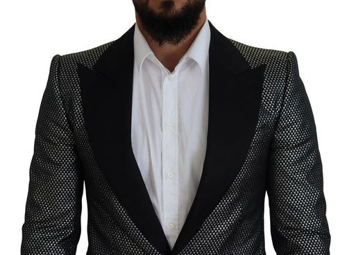 Jacquard Single-Breasted Blazer — Black