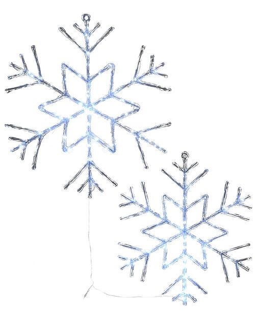 6-Point Star Ice Crystal Snowflake Pair With Led Lights