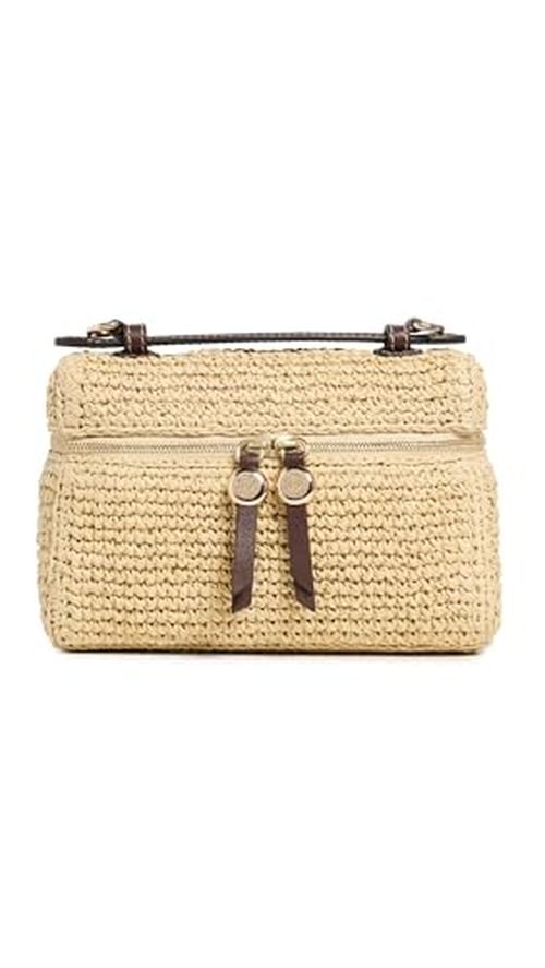 Tory Burch Women's Romy Straw Slim Top Handle Bag, Natural, One Size