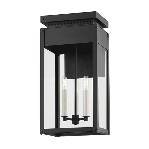 Textured Black Three Light Outdoor Wall Sconce from the Braydan Collection