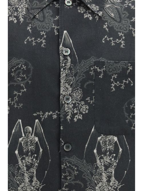 Death Paisley Printed Cotton Shirt — Black