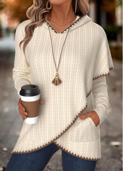 Modlily Beige Tummy Coverage Long Sleeve Hoodie