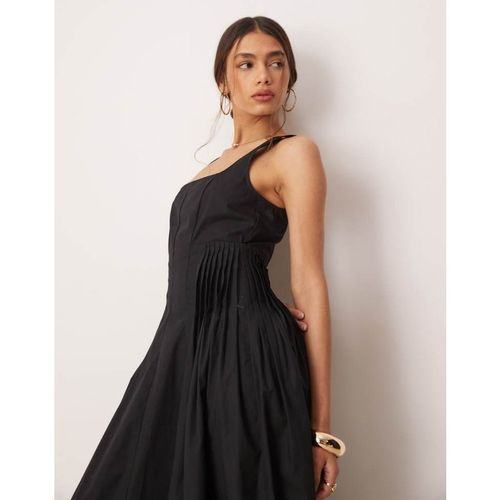 ASOS DESIGN Womens scoop neck pleat waist midaxi dress in black