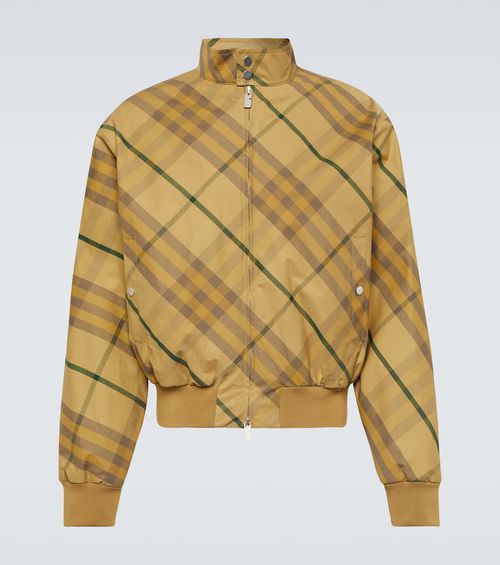 Check cotton twill bomber jacket
