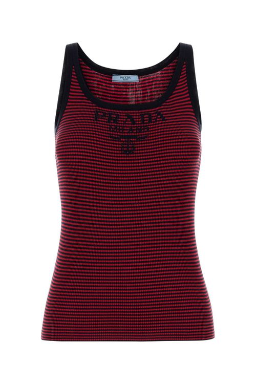 Striped Recycled Silk Tank Top — Red