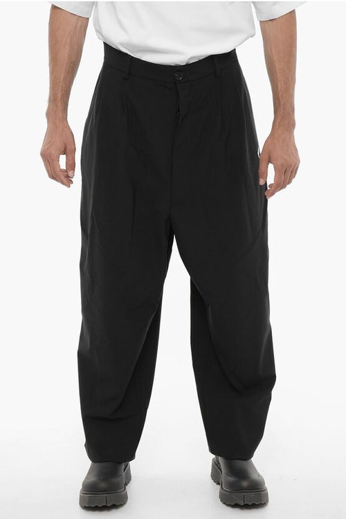 Virgin Wool Blend Wide Leg Pants