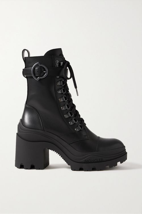 Envile Buckled Leather Combat Boots - Black