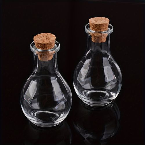 TEMU 2pcs Clear Glass Wishing Bottles With Cork Stoppers, 8.8x4., Ideal For Halloween Decor, Autumn Celebrations, Wedding Favors, Party Gifts, And