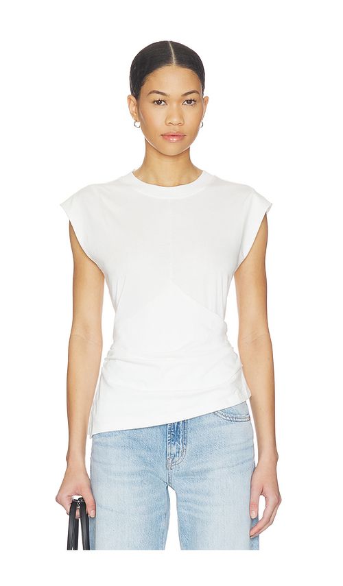 PISTOLA Nya Draped Tee Shirt in White. L. Also in M, S