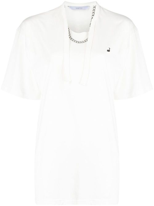 Necklace-print oversized T-shirt - White