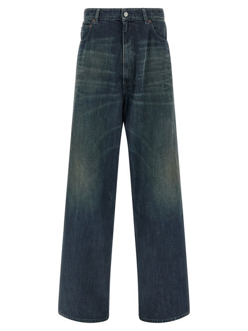 Stone-Washed Cotton Jeans — Blue