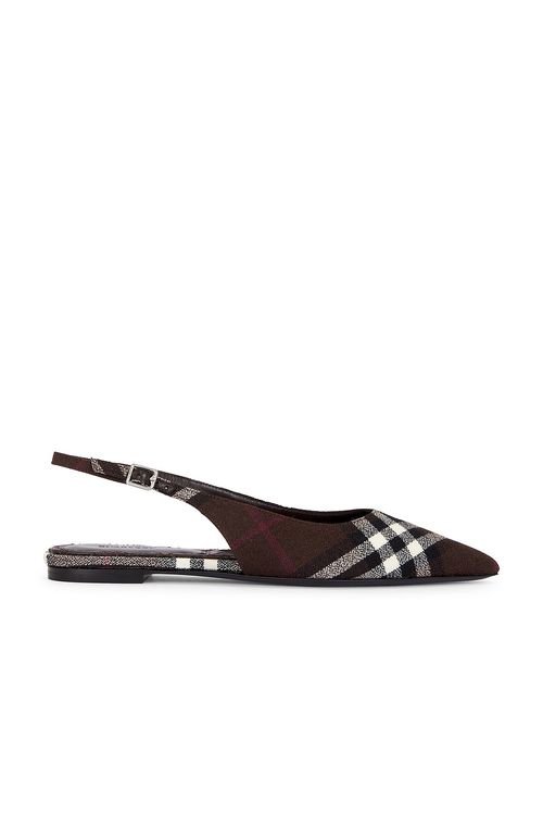 Burberry Dame Slingback Flat in Mahogany Ip Check - Brown. 37 also in