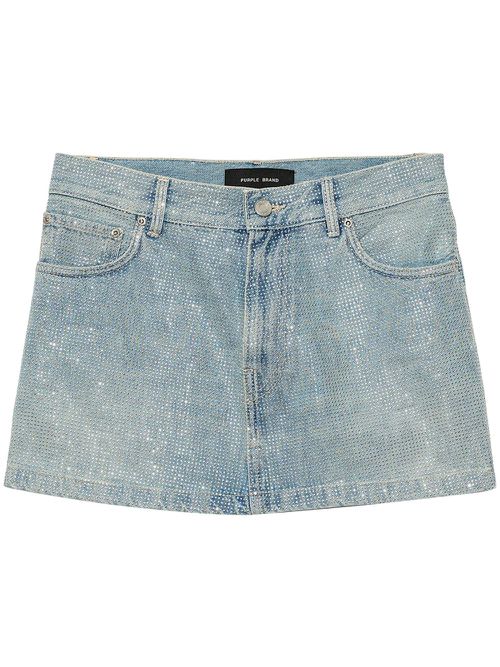 Rhinestone-embellished denim miniskirt - Blue