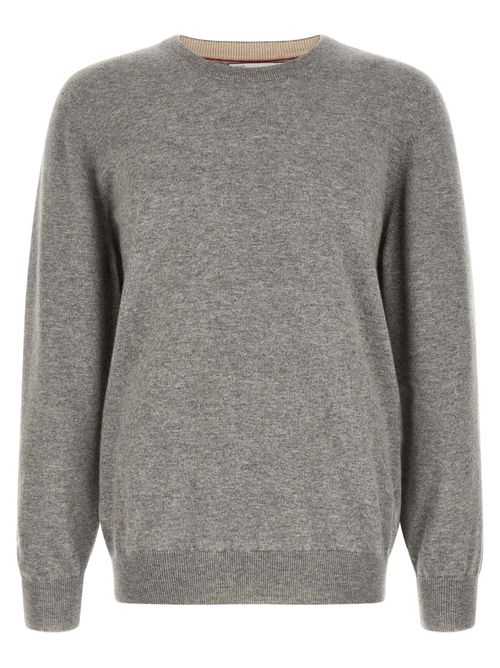 Grey Solid Crew Neck Sweater