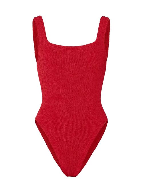 Neutral Square Neckline High-Cut Swimsuit