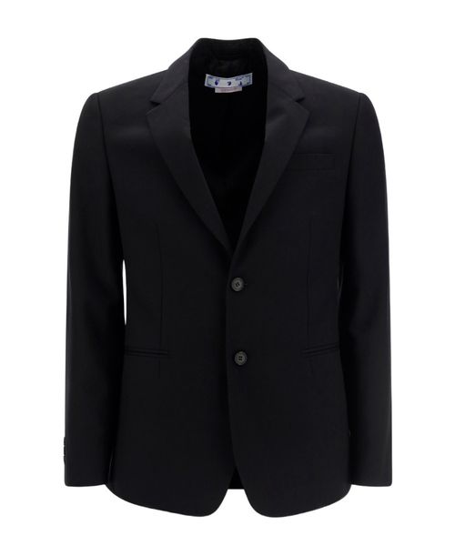 Slogan-print virgin wool blazer