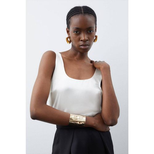 Karen Millen Women's Forever Premium Viscose Satin Woven Cami Top in Ivory