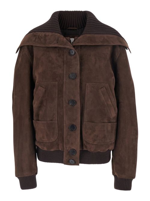 Suede Bomber Bomber Jacket — Brown