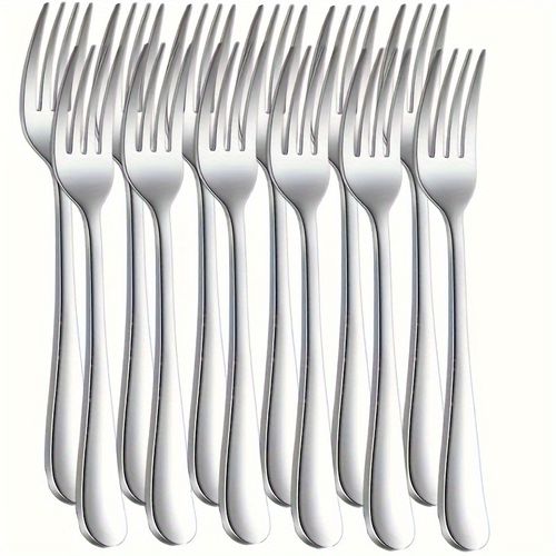 TEMU Elegant 12pcs Stainless Steel Dinner Fork Set - Rust-resistant, Durable Flatware For Home, Kitchen, Restaurants & Hotels - Mirror Polished