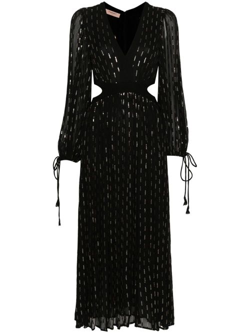 Sequin-embellished georgette midi dress - Black